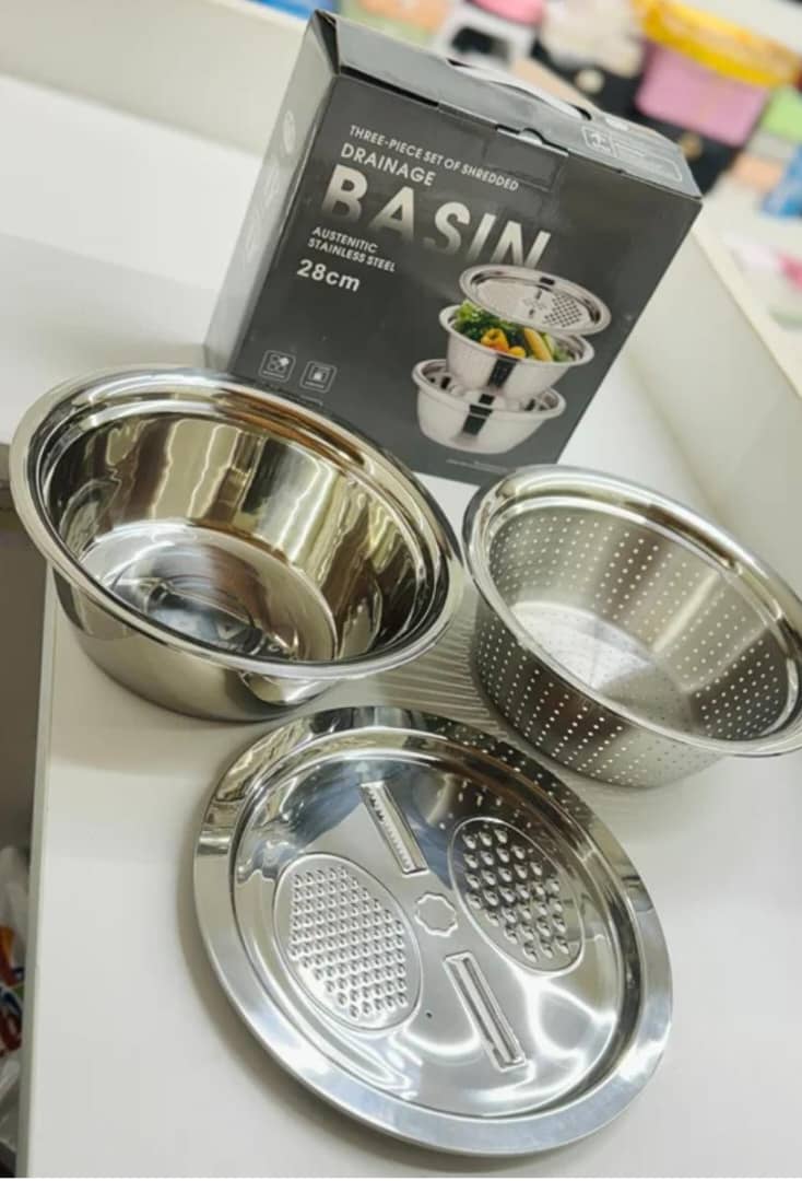 ست آبکش و لگن تمام استیل وارداتی